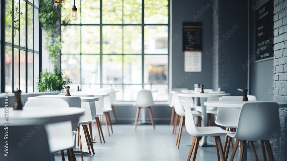 Fototapeta premium Empty restaurant interior daylight