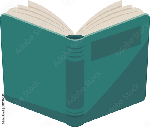 Open Book Illustration with Teal Cover for Educational and Literary Projects and Designs