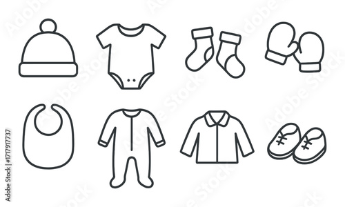 Baby outfits and accessories set including hat, onesie, socks, mittens, bib, pajamas, shirt, shoes