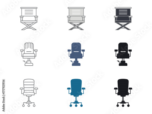 Modern Chair Icon Set. Vector Icon. Illustration 