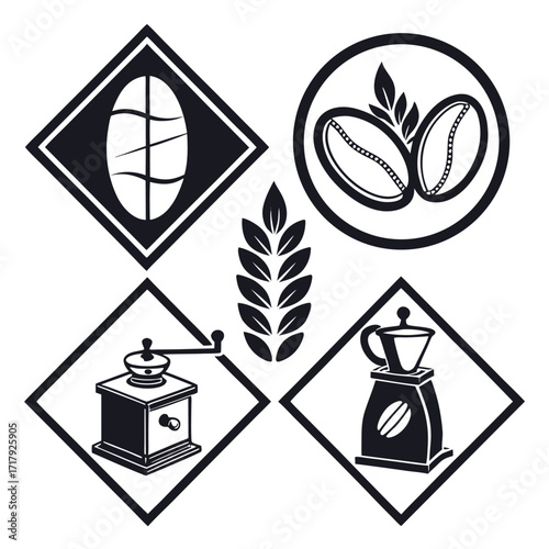 Coffee and Café Elegant Vector royalty-free Silhouette vector arts Collection design in white background .