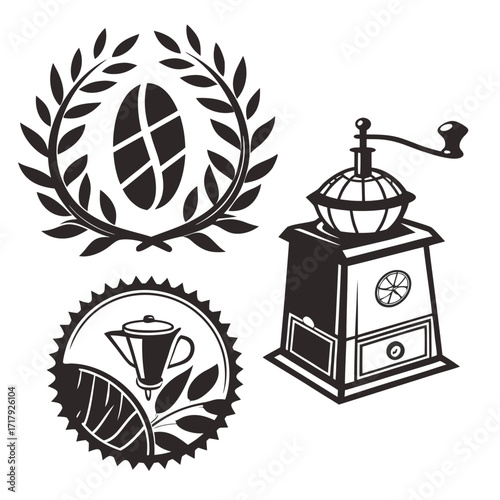 Coffee and Café Elegant Vector royalty-free Silhouette vector arts Collection design in white background .