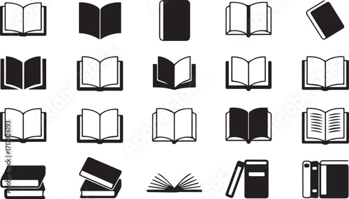 Vector art of collection of book icons for education and reading