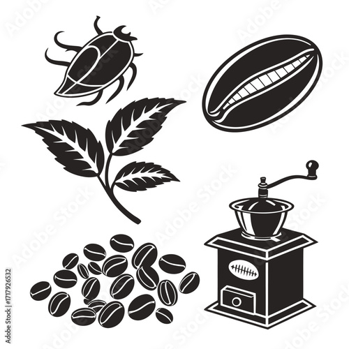 Coffee and Café Elegant Vector royalty-free Silhouette vector arts Collection design in white background .