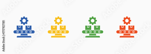 Production Icon Set Color Multiple Style Collection