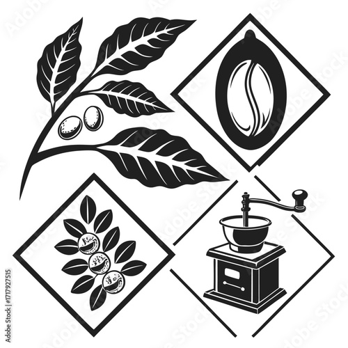Coffee and Café Elegant Vector royalty-free Silhouette vector arts Collection design in white background .