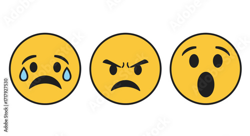 Emoji Emotions Sad, Angry, Shocked