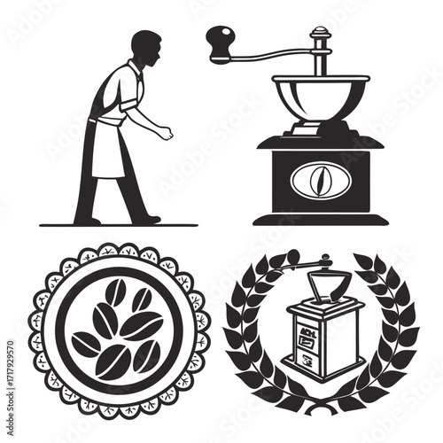 Coffee and Café Elegant Vector royalty-free Silhouette vector arts Collection design in white background .