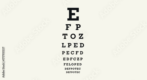 A standard eye chart displaying rows of letters, progressively decreasing in size, used for vision testing and ophthalmology examinations.