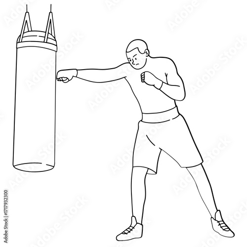 Young man training boxing