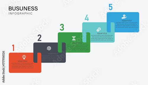 5 Steps Business Process Infographic Template