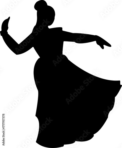 Graceful Dance Silhouette: A captivating silhouette of a dancer in full motion, gracefully expressing artistry and cultural heritage.