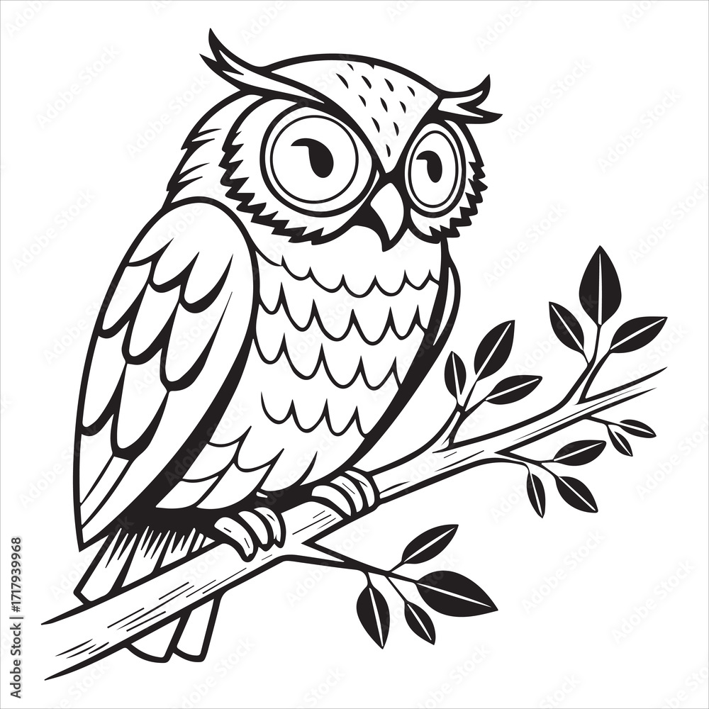 Obraz premium perched owl vector vector outline