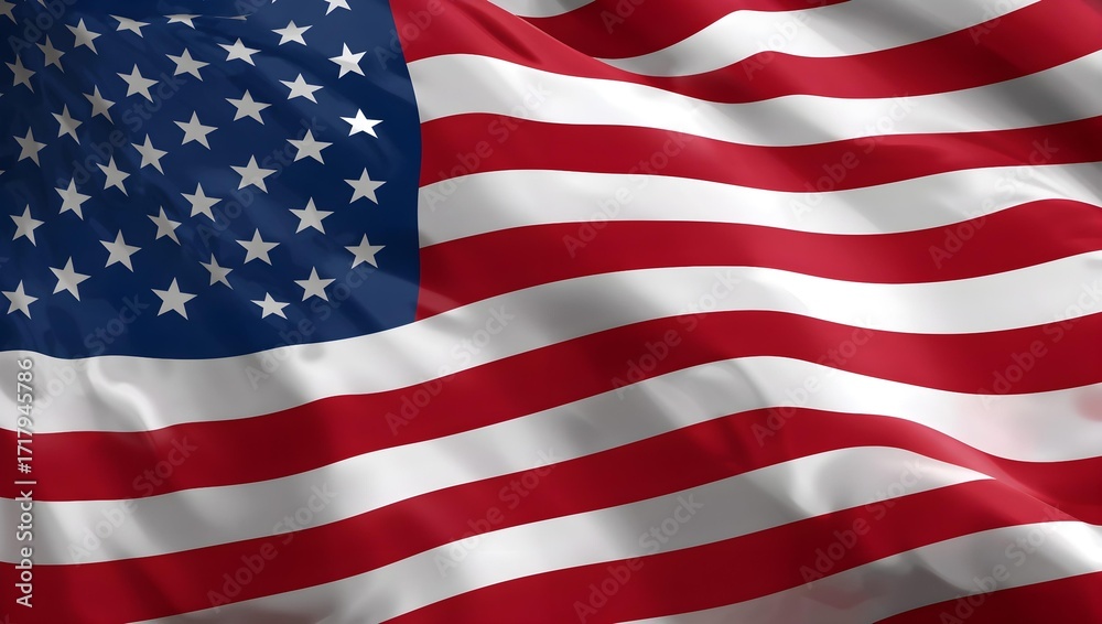 Obraz premium United States Flag Waving with Bright Colors and Detailed Fabric Texture