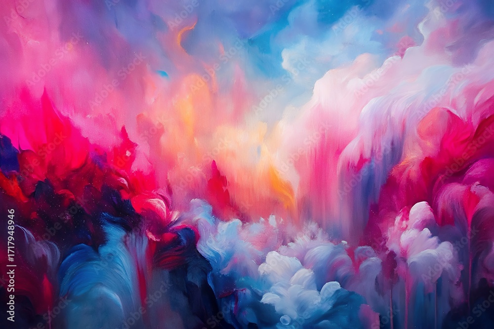 Fototapeta premium Vibrant abstract explosion of pink blue and orange hues