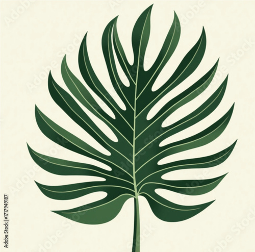 Tropical Green Leaf: A captivating, digitally crafted image of a verdant tropical leaf, radiating freshness and evoking the essence of exotic flora. 