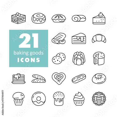 21 Bakery Products and Pastries Icons