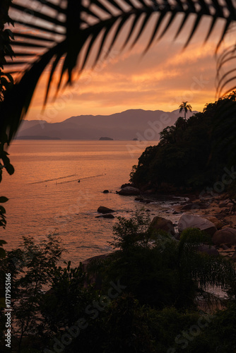 Beautiful morning view of Praia Itaguaçu beach in Ilha Grande, Brazil.