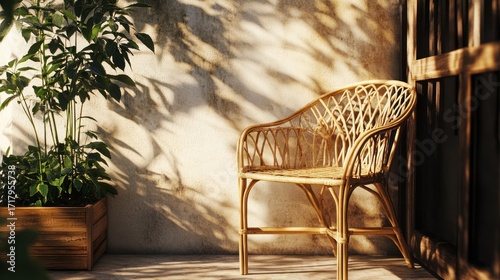 Wicker chair outdoors