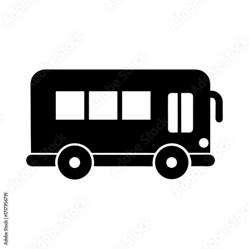 Silhouette city bus icon simple minimal vector design with white background for transport