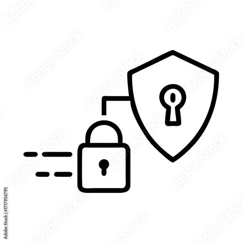 Glossy 3D vector illustration of a safe and secure lock and key symbol for internet protection and access