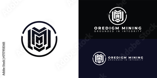 A modern and distinctive logo for a mining company. The logo’s geometric design and strong circular shape symbolize precision and integrity, representing a reliable and contemporary brand.