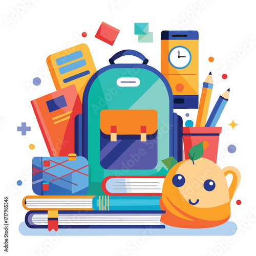School supplies flat lay