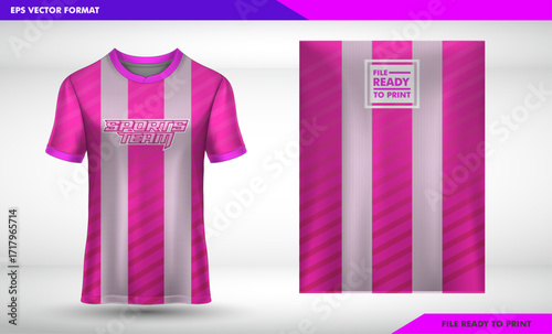 Pink cotton short sleeve t-shirt front view fashion illustration vector design template