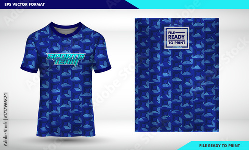 Blue striped cotton t shirt design template for men and kids wear