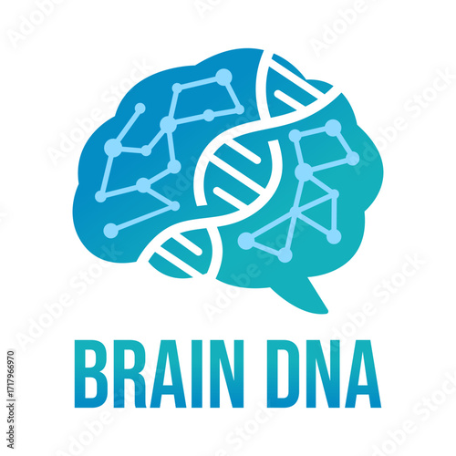 brain dna flat minimalist logo design