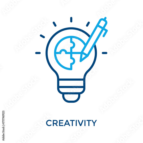 Creativity Icon Outline Color Style. Vector Illustration For Graphic Design