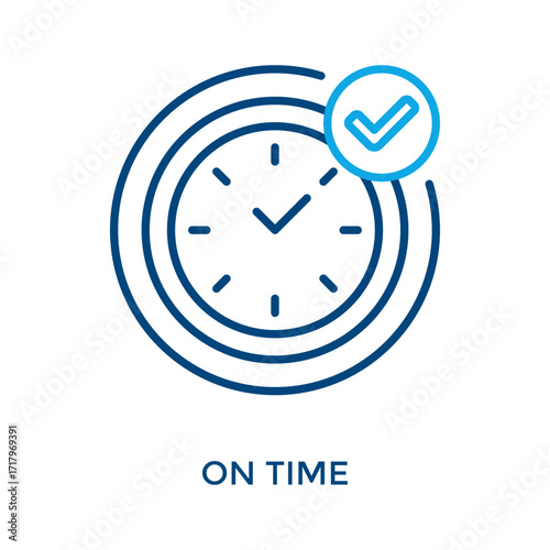 On Time Icon Outline Color Style. Vector Illustration For Graphic Design