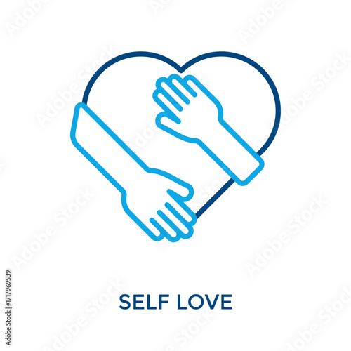 Self Love Icon Outline Color Style. Vector Illustration For Graphic Design