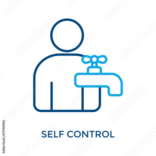 Self Control Icon Outline Color Style. Vector Illustration For Graphic Design