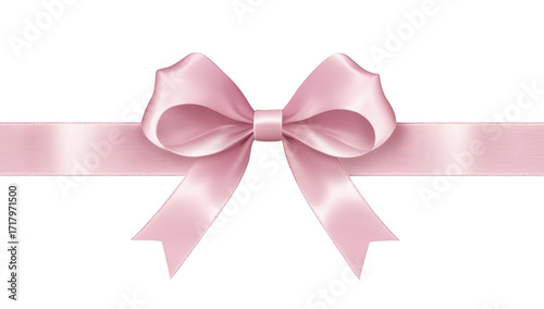 A beautifully crafted pink satin bow elegantly tied on a smooth ribbon. perfect for gift wrapping. celebrations. or decorative embellishments. set against a clean white background