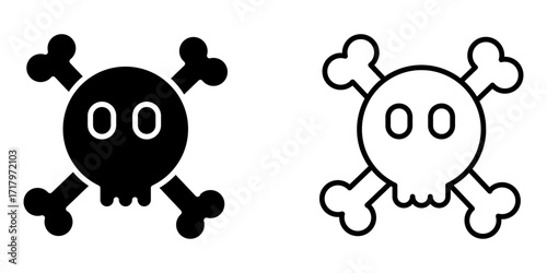Skulls and crossbones icon set on white background