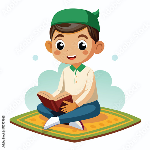 Cartoon boy reading