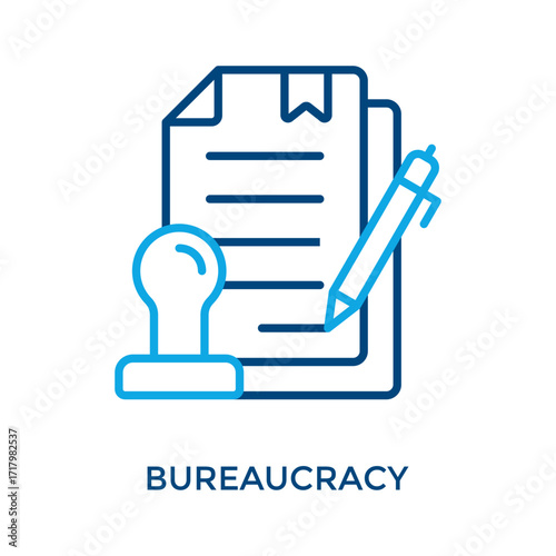 Bureaucracy Icon Outline color Style. Vector Illustration For Graphic Design