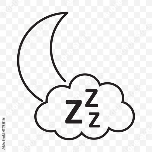 Sleep icon vector, symbol of sleep vector, sleep snore icon, zzz sleeping night, zzz sleeping vector isolated on transparent background.
