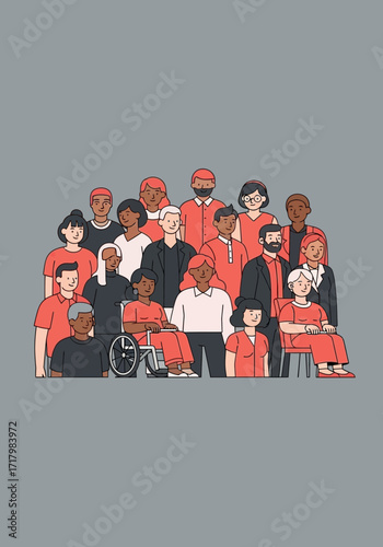 Inclusive Community Group Diversity Flat Vector Art