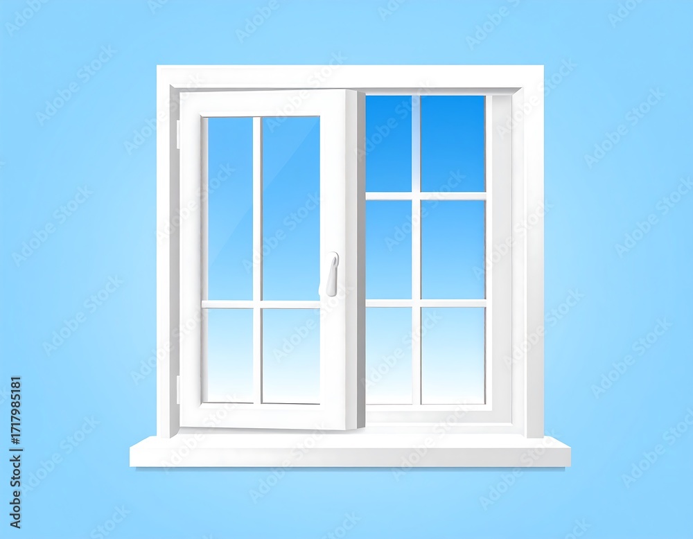 Obraz premium White window on light blue background