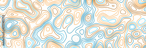 simple topographic line contour map background, geographic grid colorful map