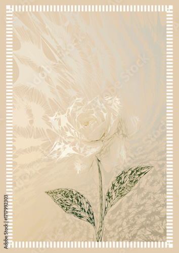 Abstract Gardenia Digital Art | Modern minimalist floral illustration with intricate webbed details. Elegant beige and cream wall decor for a sophisticated home interior.
