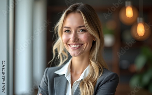 Successful business woman smiling. High quality