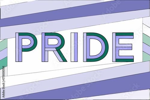 Pride Celebration Typography with Rainbow Colors and Striped Background