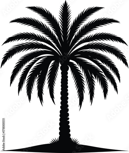 Date palm tree black silhouette vector illustration on an isolated white background