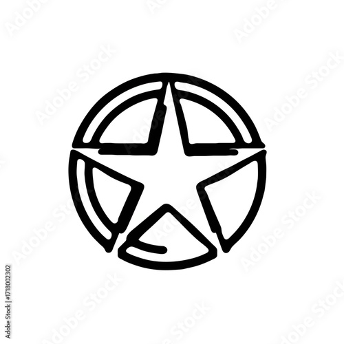 Black and White Pentagram Symbol on White Background

