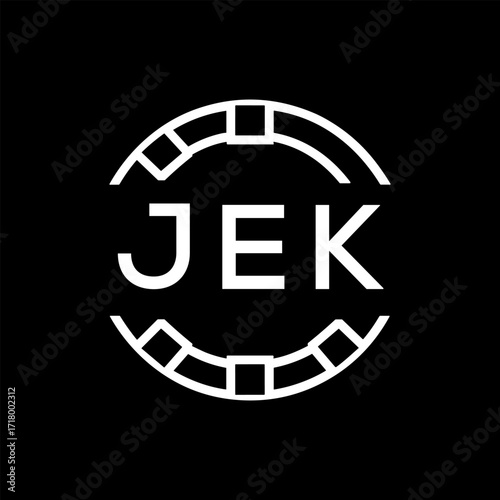 “Modern JEK Monogram Logo Design, Sleek Minimalist Letter mark in Circle, JEK LATER LOGO, High-Contrast Branding Concept”
