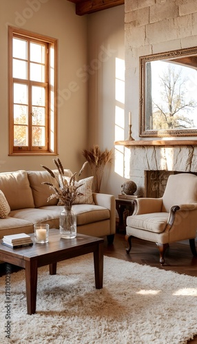 Wallpaper Mural living room with fireplace Torontodigital.ca