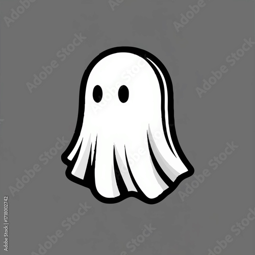 Simple Cartoon Ghost Icon Illustration on White

